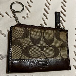 Coach Brown and Cream Keychain Pouch